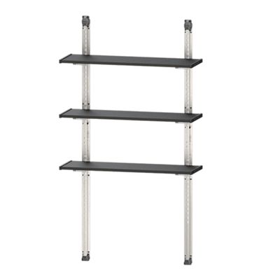 Keter Outdoor Shed Shelf Kit, Storage Organizer w/ Heavy Duty Brackets & Rails, 40, Black - Standing Wall Shelving Rack Unit for Home and Utility Organization