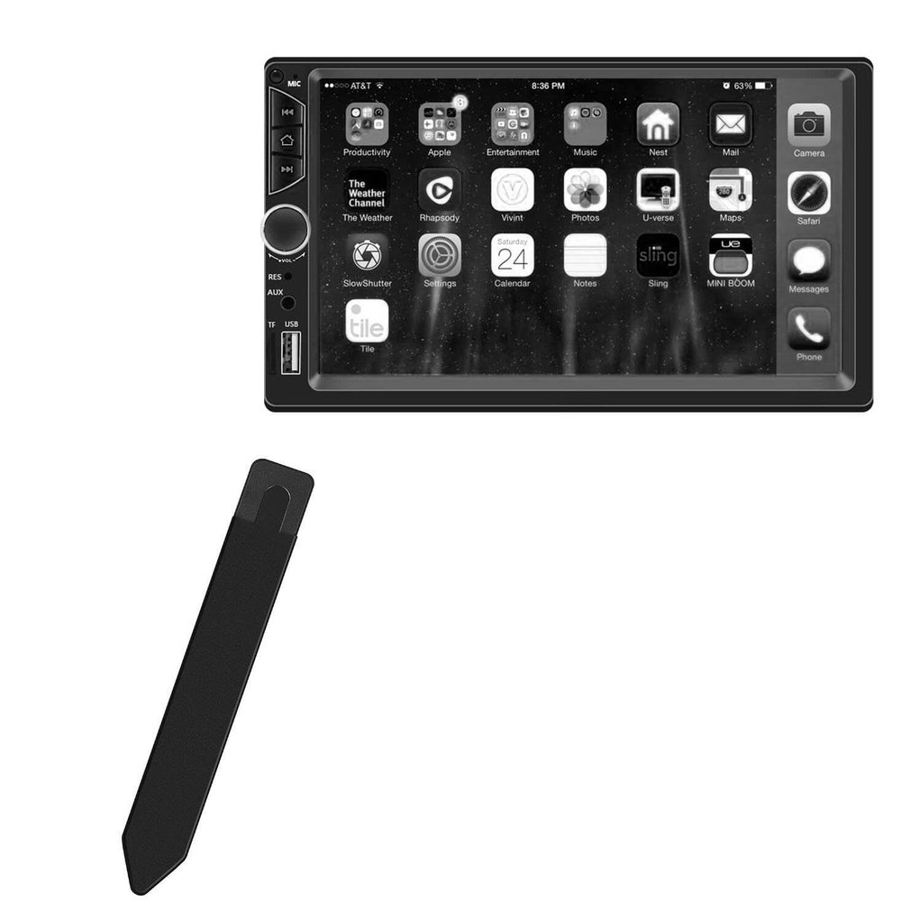 BoxWave Stylus Pouch Compatible with Leadfan Car Stereo Double Din Radio (7 in) - Stylus PortaPouch, Pen Stylii Holder Carrier Portable Self-Adhesive - Jet Black
