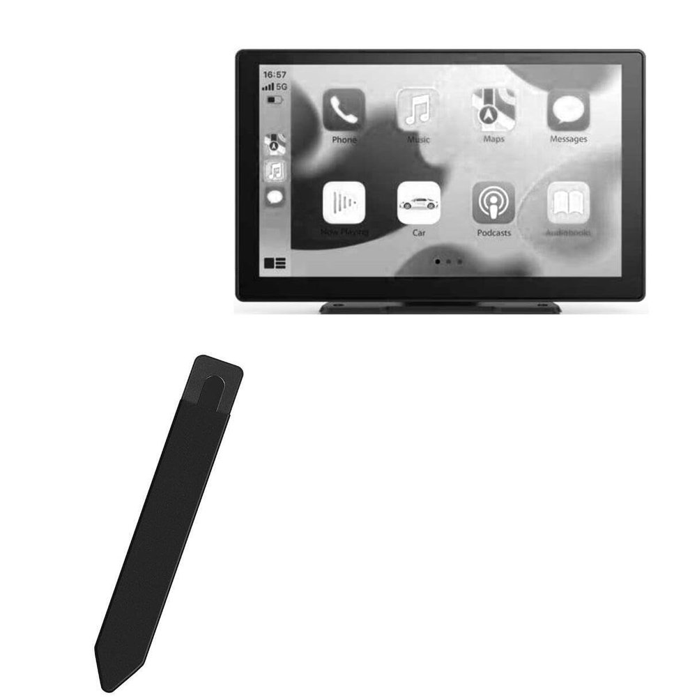 BoxWave Stylus Pouch Compatible with HAUXIY Q9S Wireless Carplay Touchscreen - Stylus PortaPouch, Pen Stylii Holder Carrier Portable Self-Adhesive - Jet Black