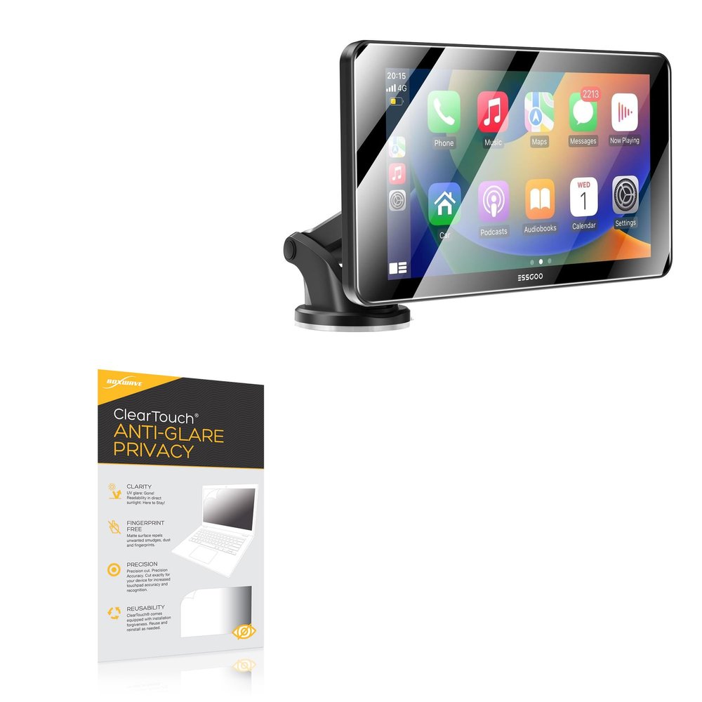 BoxWave Screen Protector Compatible with ESSGOO Apple Carplay & Android Auto (7 in) - ClearTouch Anti-Glare Privacy (2-Pack), Privacy Screen Protector Flexible Film Anti-Glare