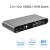 Terived 2 Computers 1 HDMI Monitor Automatic KVM Switch 8K@60Hz, Hotkey Switching, EDID, Support 5.1/7.1 Audio and Microphone, Aluminum Shell with Digital Display, USB 3.0 Hub, HDR10 with Cables view 2