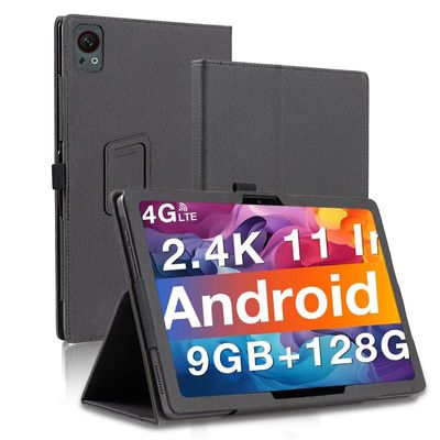 AIJAKO Tablet Case for DOOGEE T30SE Android 14 Tablet 2.4 K 11 Inch, Premium PU Leather Folio Folding Stand Protective Case Cover with Hand Strap Magnet for DOOGEE T30SE, T30SEFG, Black