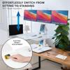 Mount-It! Triple Monitor Electric Standing Desk Converter - 3 Monitor Standing Desk is Height Adjustable, Sit-Stand Converting Desk for Home, Office Monitor Mounts Fits Screens up to 32" White view 4