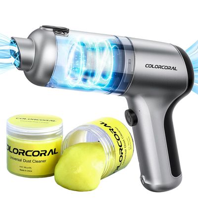 COLORCORAL 4-in-1 Car Vacuum Handheld 16000Pa Brushless Motor Car Vacuum with Cleaning Gel for PC, Tablet, Phone,Car