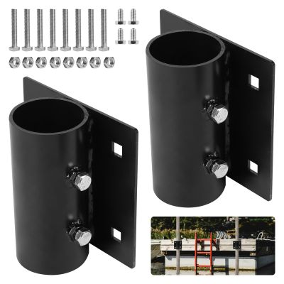 Cskunxia 2Pcs Side Leg Pipe Holder, Dock Edge Stationary, Floating Docks Leg Holder, Dock Hardware, 7/16" Mounting Holes,Black