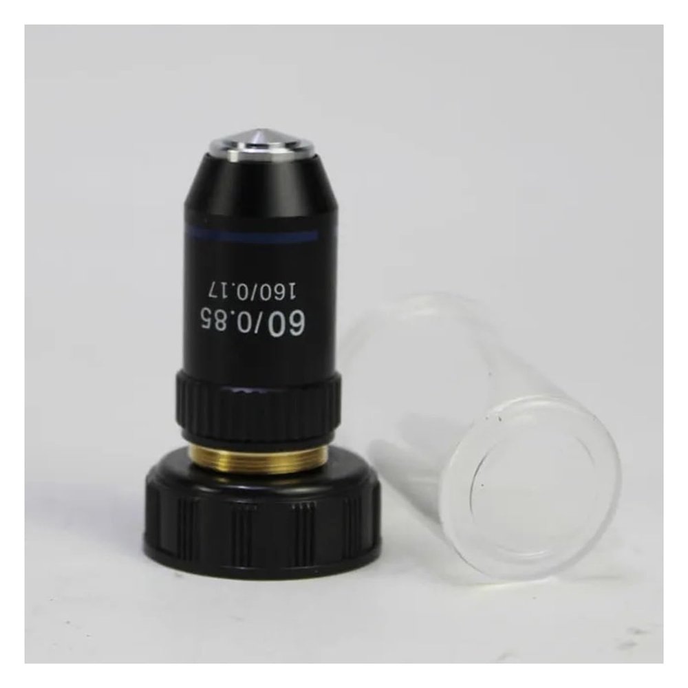 Joebo Microscope Kit 195 Black Achromatic 4X 10X 20X 40X 60X 100X Microscope Optics Lens RMS 20.2mm Parts Microscope Lens Adapters (Color : 60X with Spring)