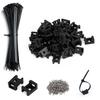 60 Set Black Cable Zip Tie Mounts Kit Wire Clips Organizer Holders Clamps with 0.9Inch Saddle Type Mounts Base with 8" Ties and Tapping Screw view 1