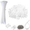 120 Set White Cable Zip Tie Mounts Kit Wire Clips Organizer Holders Clamps with 0.6Inch Saddle Type Mounts Base with 8" Ties and Tapping Screw view 1