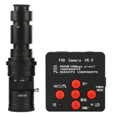 Joebo Microscope Kit 48MP 2K 1080P 60FPS HDMI USB Video Microscope Camera TF Storage 100X 130X 200X 300X 500X Zoom C Mount Lens Microscope Lens Adapters (Color : with 500X Lens)