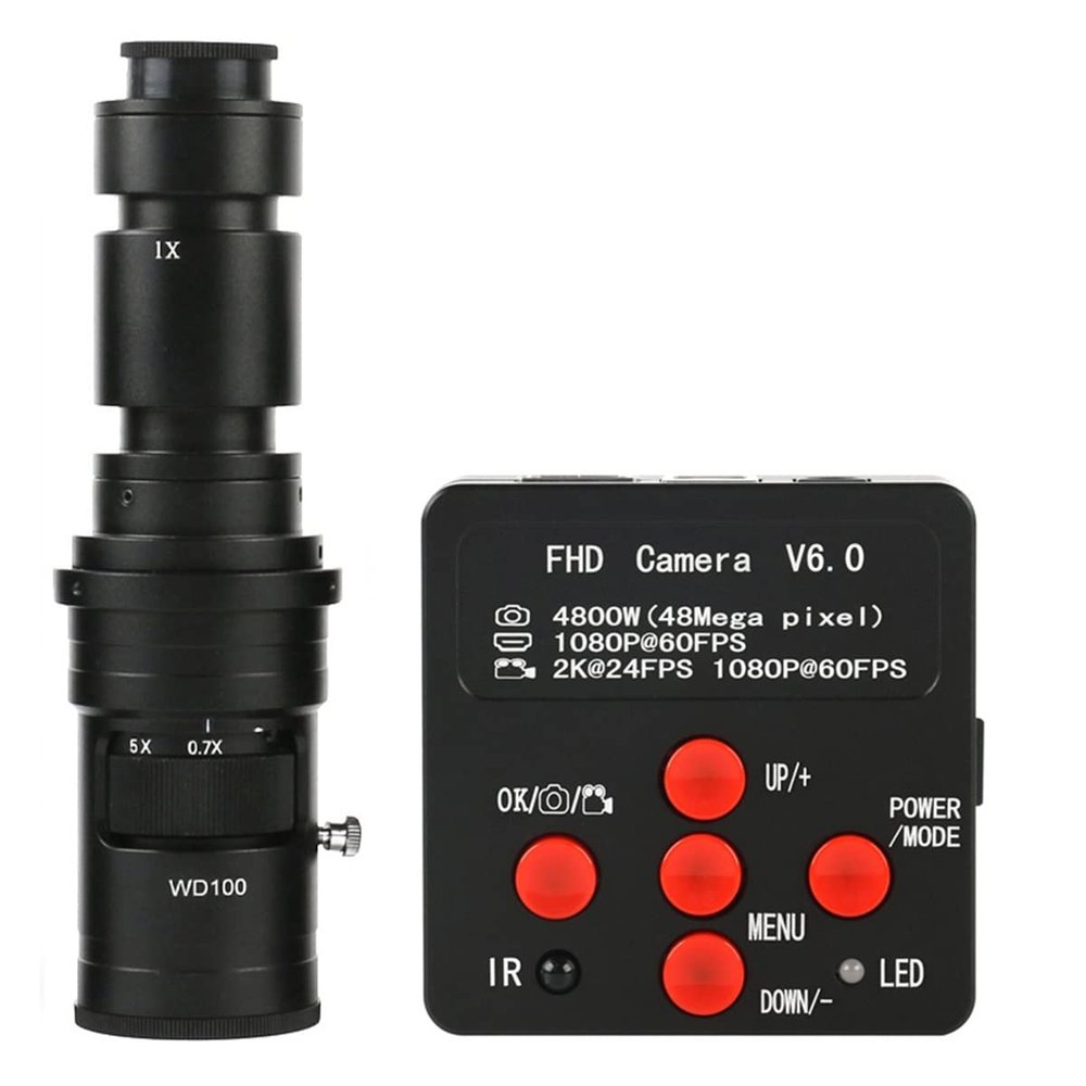 Joebo Microscope Kit 48MP 2K 1080P 60FPS HDMI USB Video Microscope Camera TF Storage 100X 130X 200X 300X 500X Zoom C Mount Lens Microscope Lens Adapters (Color : with 500X Lens)