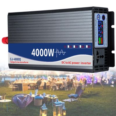 4000 W Pure Sine Wave Inverter,DC 12V/24V/48V to 110V/220V AC Solar Power Inverters with AC Outlets,for Truck,RV,Vehicles,Car,DC24VtoAC220V