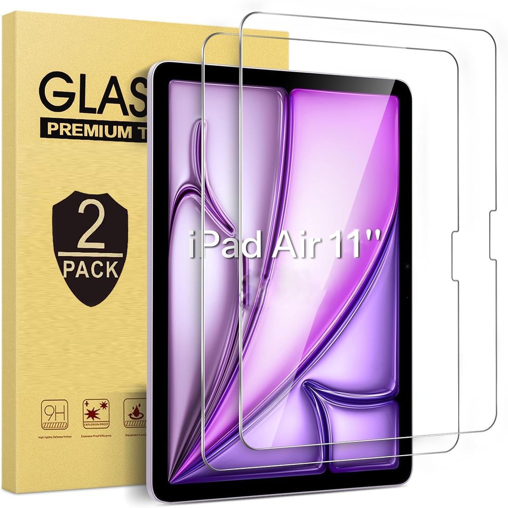 [2 Pack] Gjinniuk Screen Protector for iPad Air 11 2026/2025/2024 (Air 8th/7th/6th Generation M4/M3/M2) Model:A3460/A3266,A3267,A2902, A2903, Tempered Glass Film Guard for iPad Air 11-inch Anti-Scratch Pencil & Case Compatible HD Clear