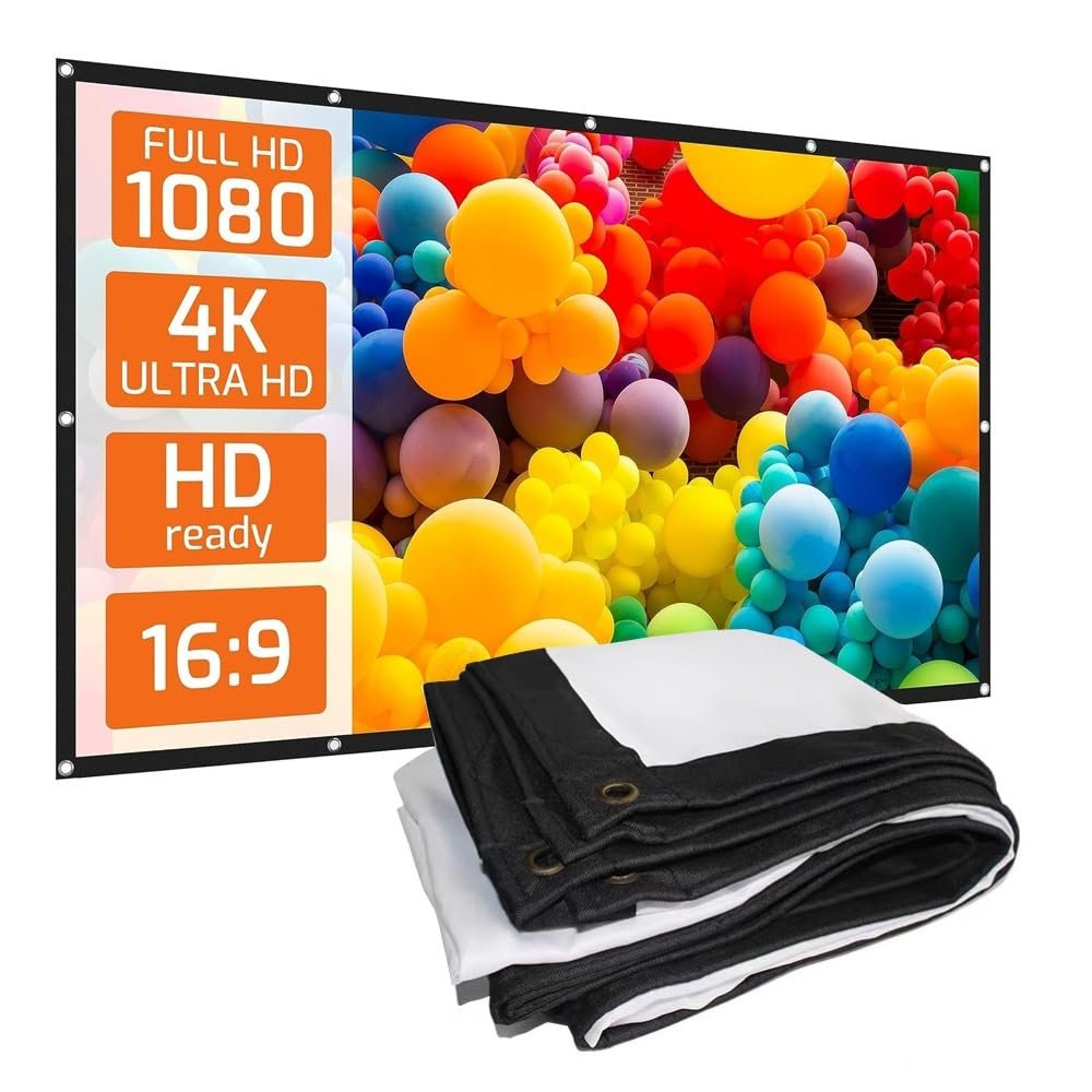 FUREMA 120/100/60 Inch Projector Screen, Foldable Soft Projector Curtain, 4:3 16:9 Non Crease Movie Screens for Office, Home Cinema, Outdoor Camping (Size : 60inch-4:3)