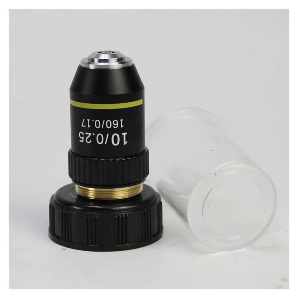 JOEBO Microscope Kit 195 Black Achromatic 4X 10X 20X 40X 60X 100X Microscope Optics Lens RMS 20.2mm Parts Microscope Lens Adapters (Color : 10X)