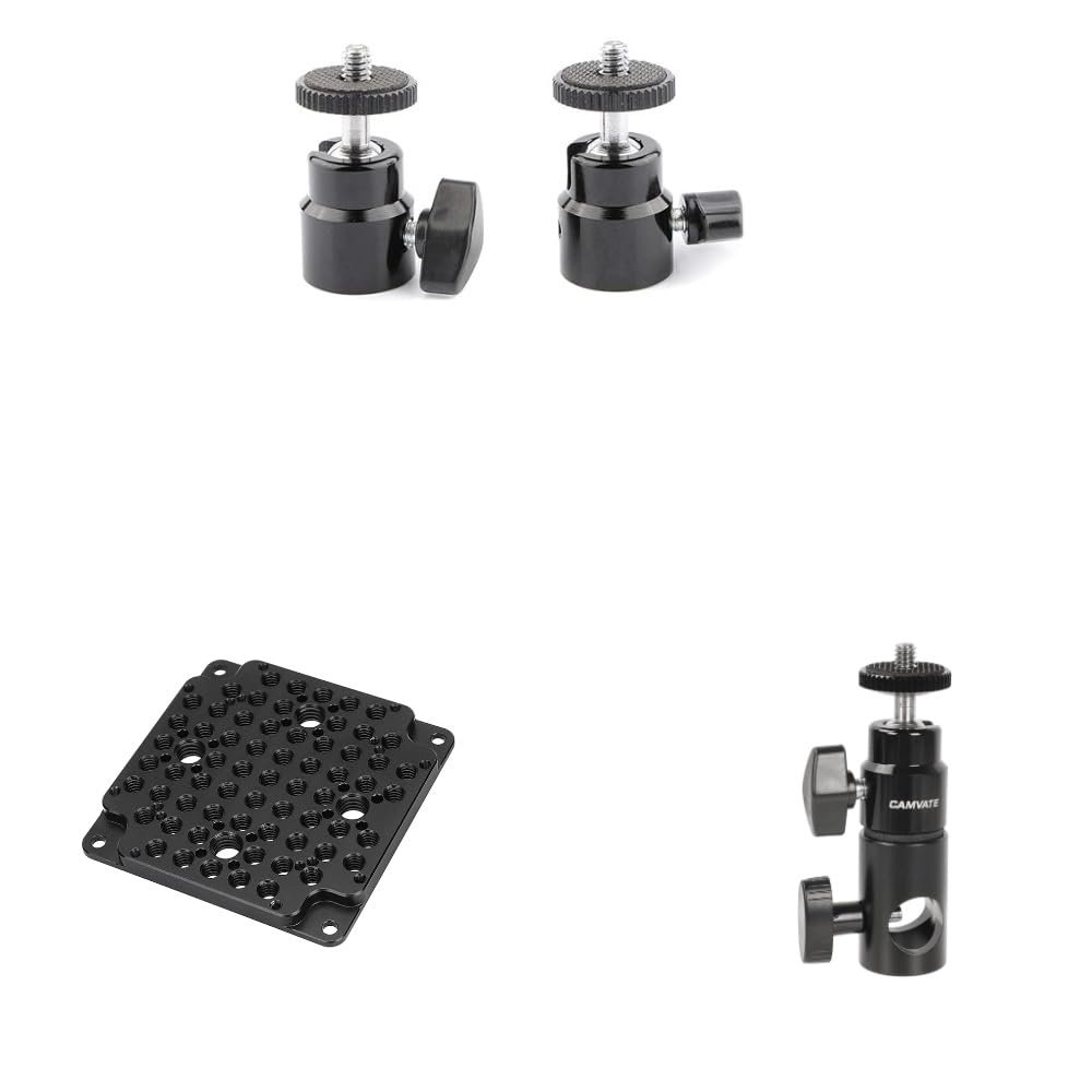 CAMVATE 360 Degree Swivel 1/4"-20 Mini Ball Head + Camera Cheese Mounting Plate + Light Stand Mount