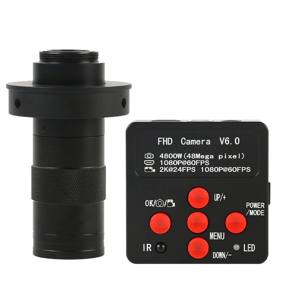 JOEBO Microscope Kit 48MP 2K 1080P 60FPS HDMI USB Video Microscope Camera TF Storage 100X 130X 200X 300X 500X Zoom C Mount Lens Microscope Lens Adapters (Color : with 130X Lens)