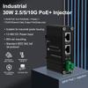 E-link Hardened Industrial 2.5G PoE+ Injector, 12~48V Input PoE+ Adapter, IEEE802.3af/at 30W Output up to 328ft, Din-Rail and Wall-Mount Installation view 2