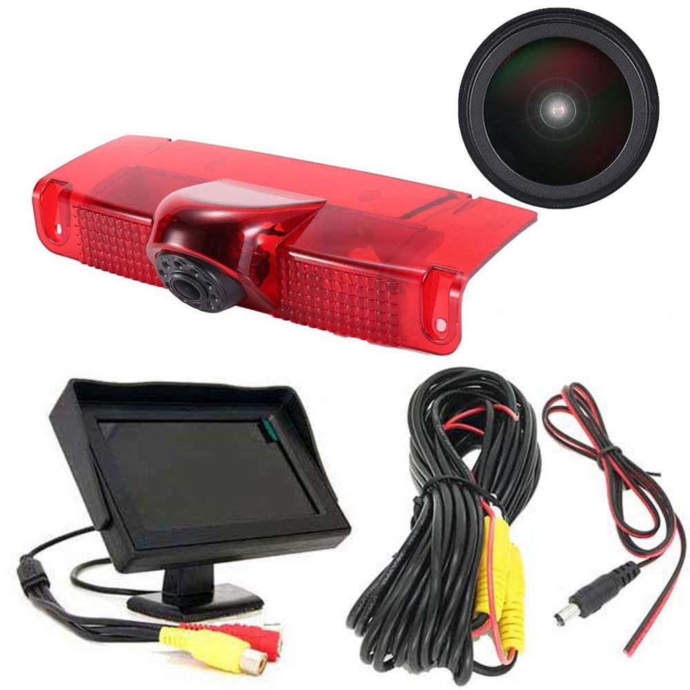1280*720 pixel Super HD Brake Light Car Camera with 4.3 Inch LCD Monitor, Waterproof Night Vision Reversing Camera Replacement for Chevrolet Express GMC Chevy Savana Exporer Vans Cargo Van 2003-2018