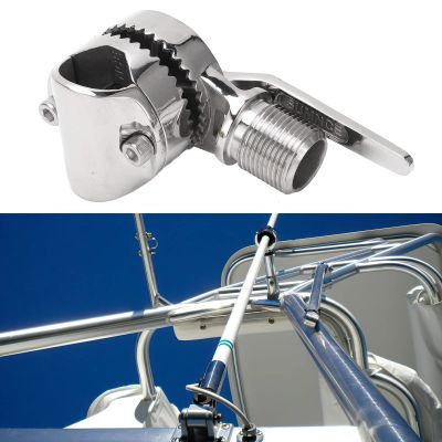 Marine Boat VHF Antenna Mount, 316 Stainless Steel Adjustable Ratchet Base with Lever Handle, 1in Thread Diameter, for Boats, Yachts, RVs