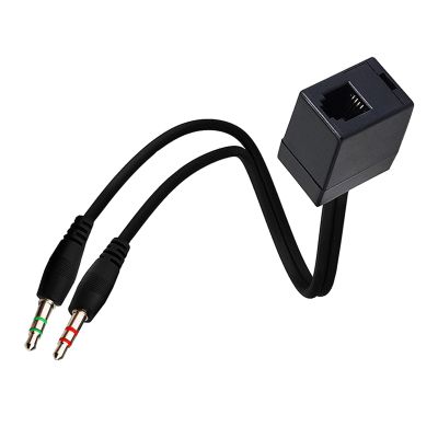 GMBYLBY RJ9 to 3.5mm Telephone Adapter Cable RJ9 Female to 3.5mm Male Converter for Family Study Living Room Bedroom Phone Adapter Cable, Black