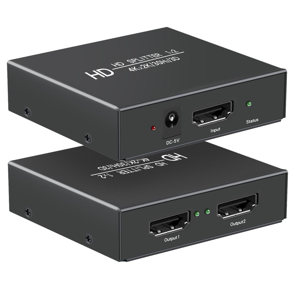 LinSeek 4K 1x2 HDMI Splitter1 in 2 Out, 2 Port Powered hdmi Splitters 4K@30Hz Dual Monitors Duplicate/Mirror (Not Extend) for PS4 /HDTV/Projector