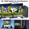 LinSeek 4K 1x2 HDMI Splitter1 in 2 Out, 2 Port Powered hdmi Splitters 4K@30Hz Dual Monitors Duplicate/Mirror (Not Extend) for PS4 /HDTV/Projector view 3