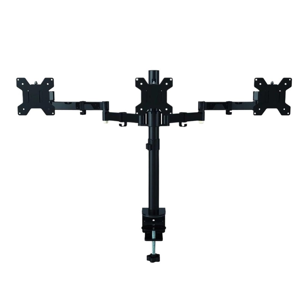 AVXANKTG Fully Adjustable Three Arm Triple LCD LED Monitor Desktop Stand Mounting Bracket 360 Degree Rotation 180 Degree Pull Out Swivel Arm