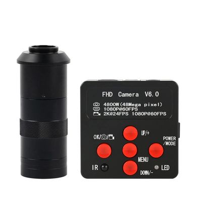 JOEBO Microscope Kit 48MP 2K 1080P 60FPS HDMI USB Video Microscope Camera TF Storage 100X 130X 200X 300X 500X Zoom C Mount Lens Microscope Lens Adapters (Color : with 100X Lens)