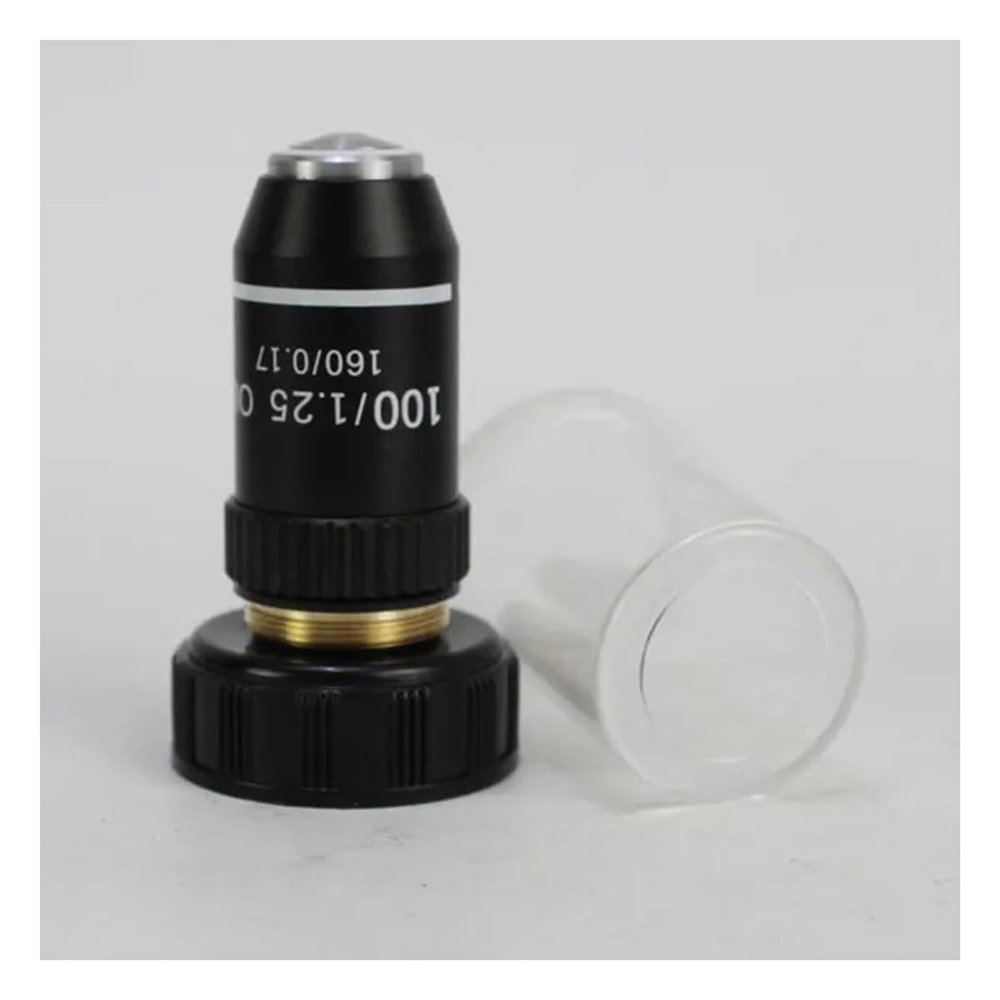 Joebo Microscope Kit 195 Black Achromatic 4X 10X 20X 40X 60X 100X Microscope Optics Lens RMS 20.2mm Parts Microscope Lens Adapters (Color : 100X with Spring)