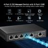 6 Port 10G Switch, 4 x 2.5G RJ-45 Base-T Ports, 2 x 10G RJ-45 Ports, Web Managed/Unmanaged, Metal Fanless Managed Multi-Gigabit Desktop/Wallmount Binardat Network Switch view 2