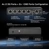 6 Port 10G Switch, 4 x 2.5G RJ-45 Base-T Ports, 2 x 10G RJ-45 Ports, Web Managed/Unmanaged, Metal Fanless Managed Multi-Gigabit Desktop/Wallmount Binardat Network Switch view 4
