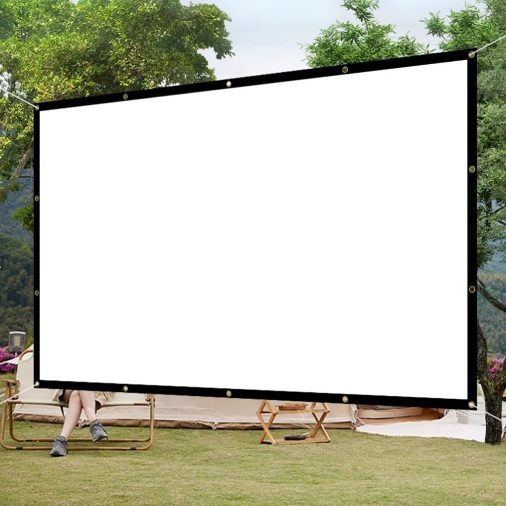 FUREMA 60in 100in 120in Projection Screen, Foldable Portable Anti-Crease Projector Screen, Washable Outdoor Movie Screens, White Polyester Projector Curtain (Size : 60inch-4:3)