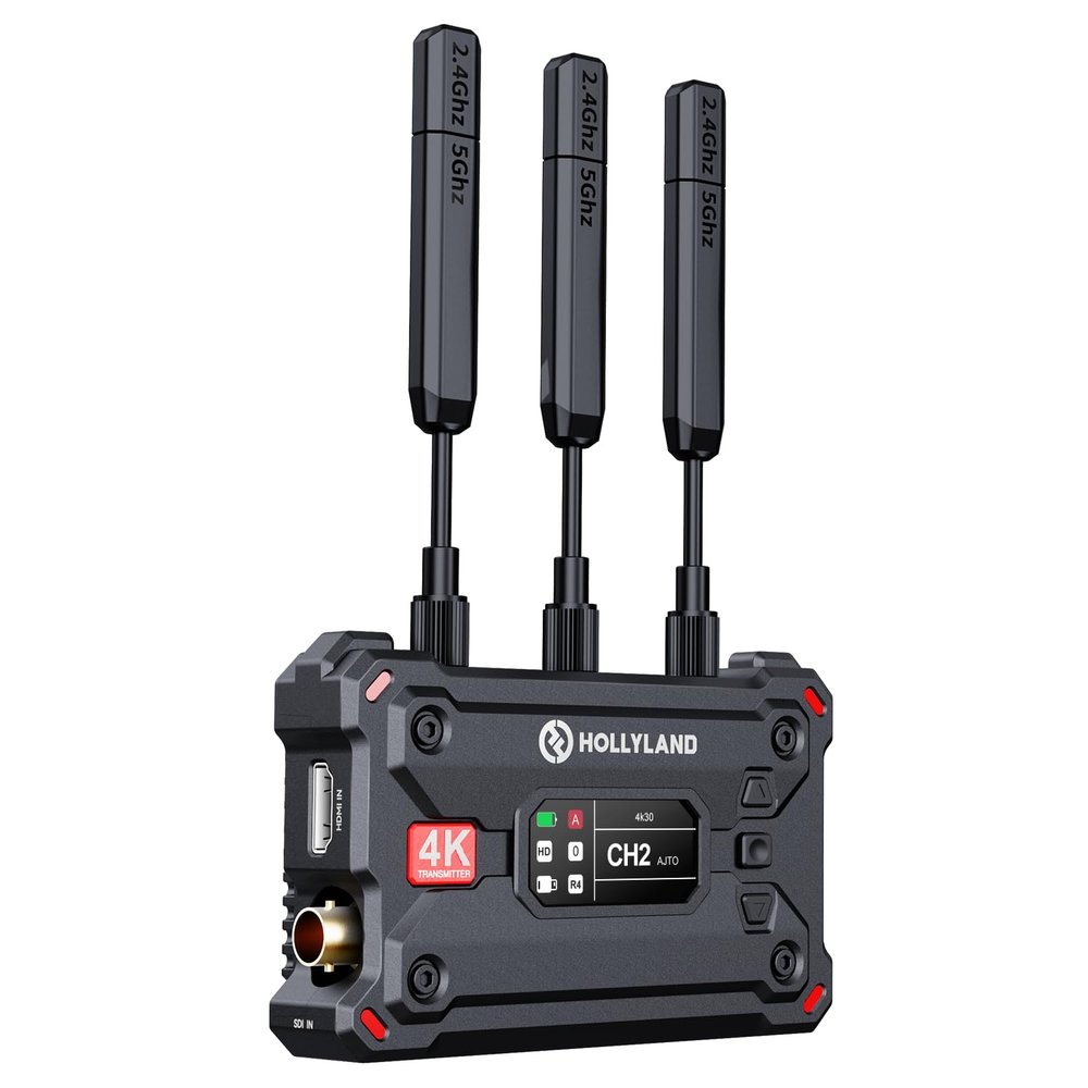 Hollyland Pyro S TX Wireless Video Transmitter HDMI SDI 4K30/1080p60 1300ft Los Range 50ms Latency Up to 4 Receiver, Auto Dual-Band Hopping (ADH), Smart Channel Scan, Live Stream (Transmitter Only)