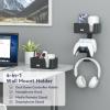 KDD 4-in-1 Wall Mount Controller Holder - Dual Game Controller and Headphone Hanger with Anti-Slip Pads for Xbox ONE/X Series/PS5/PS4 - Detachable Desk Storage for Media Remote, Phone and Speaker view 2