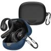 [2 Pack] easyBee Case Compatible with Soundcore AeroFit Pro Open-Ear Bluetooth Headphone Charging Cover with 2 Keychain, Soft Liquid Silicone Ultra Thin Shockproof Protective Kit - Black and Blue view 1