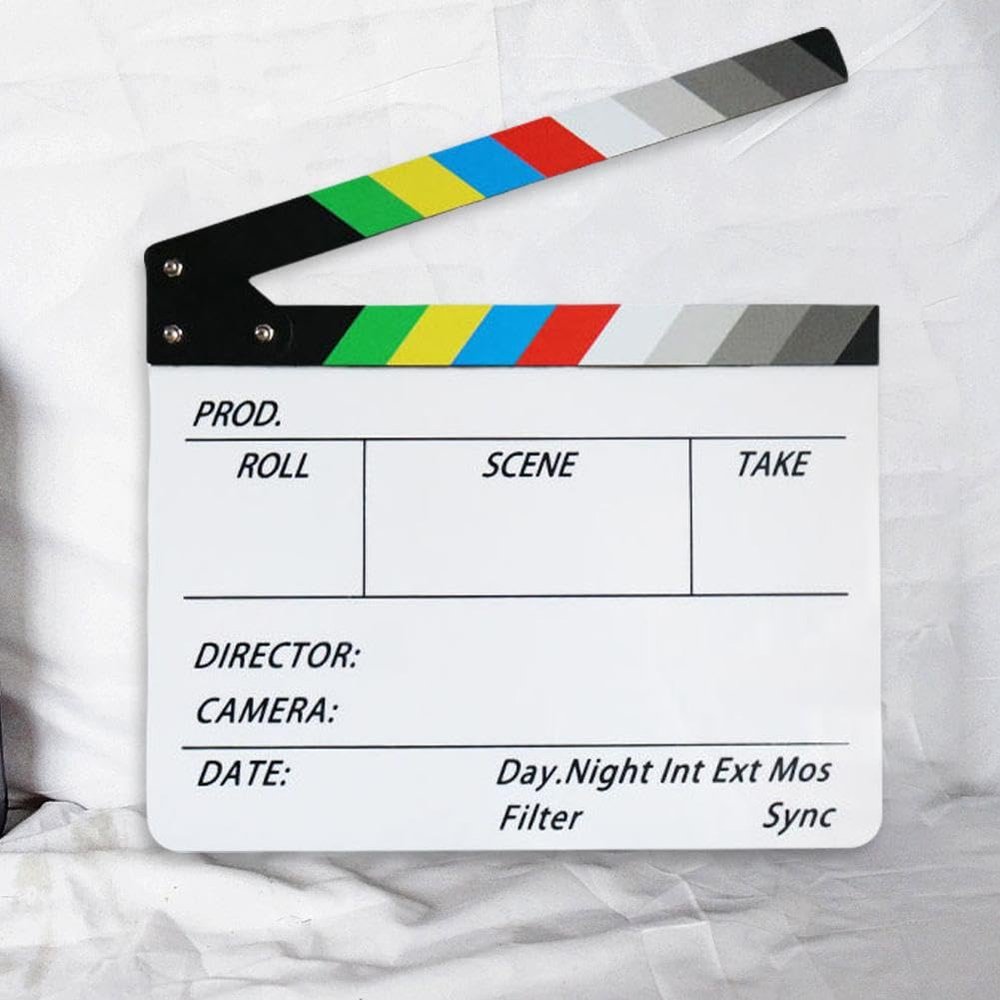 DTREELS Professional Movie Directors Clapboard, Acrylic Film Directors Clapboard, Colorful Director Video Scene Clapperboard, Movie Clapboard Cut Action Scene Board