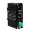 E-link Industrial 2.5G Hardened 1-Port Ethernet Input + 1-Port IEEE 802.3at/bt 95W PoE++ Output Injector with 12~48V DC Power Input DIN Rail Mount High Power PoE Adapter -40C to 80C IP40 view 1