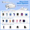 100W USB C to Multi Charging Cable, iPhone 15 Retractable Car Charger with Type C 100W+IP 27W+Micro USB 10W Multi Phone Charger for iPhone 15 14 13 12/Samsung S24 S23/iPad/MacBook/Tablet 4FT White view 4