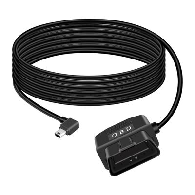 GELRHONR OBD Power Cable for Dash Camera, OBD2 Diagnostic Extension Adapter to 90Degree Mini USB with Switch Button, 24 Hours Surveillance/Acc Mode 12-24V to 5V/3A, for Dashcam, GPS -3.5M/11.5Ft