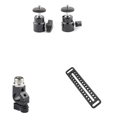 CAMVATE 360 Degree Swivel 1/4"-20 Mini Ball Head + Long Cheese Plate + 15mm Rod Clamp with 5/8"-27 Screw
