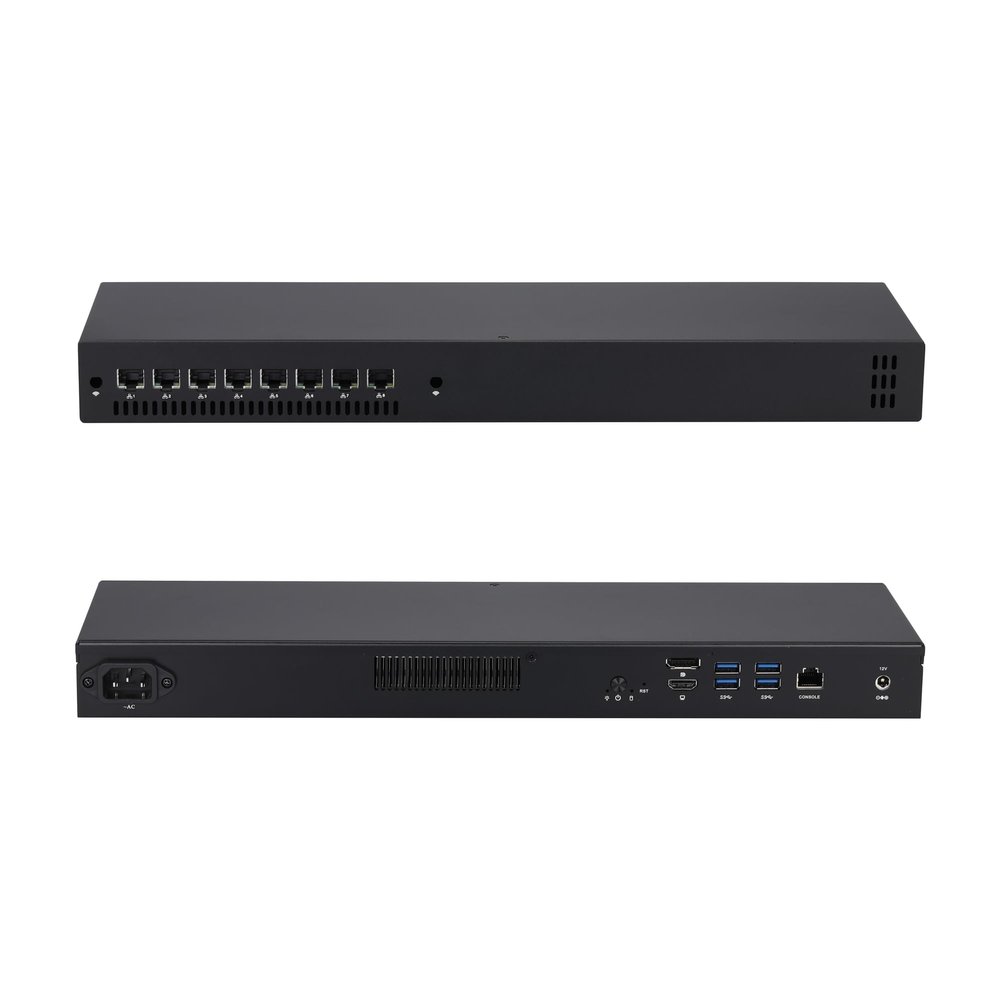 Qotom Q1012GE 1U Rackmount PC Celeron 4305U, 16GB RAM 512GB SSD, 8x2.5G Ethernet, Silent Firewall Server for Network Lab