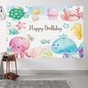 10x6.5ft Under The Sea Happy Birthday Backdrop Cartoon Ocean Animals Photography Background Kids Birthday Party Cake Table Banner Decoration Supplies Photo Booth Props view 4