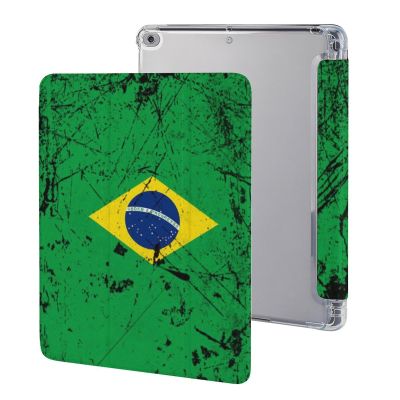 QUOPLMAM Black Grunge Texture Brazil Flag Case for Air 1/2 9.7Inch Case iPad Pro/Air 3 10.5inch Case iPad 10th Gen Case with Pencil Holder Auto Wake Sleep Cover