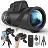 80x100 HD Monocular Telescope, Monoculars for Adults High Powered with Smartphone Adapter & Tripod, Portable Monocular for Hunting Hiking Star Bird Watching view 1