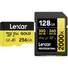Lexar 256GB Gold Micro SD Card and 128GB 2000x SDXC Memory Card Bundle for Drones, Action Cameras, Gaming Devices view 1