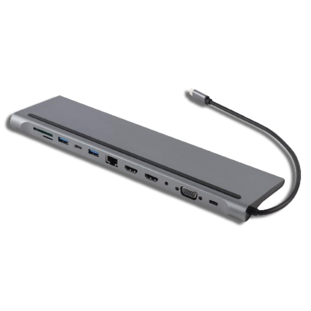 Beufee USB C Hub, Docking Station Dual Monitor Laptop Docking Station Dual Monitor 12 in 1 Hub Docking Station USB VGA PD RJ45 Docking Station