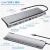 Beufee USB C Hub, Docking Station Dual Monitor Laptop Docking Station Dual Monitor 12 in 1 Hub Docking Station USB VGA PD RJ45 Docking Station view 2