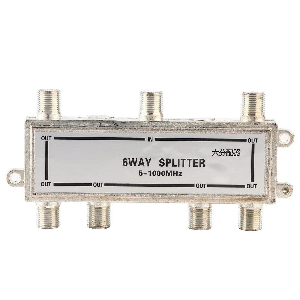 Beufee Digital 6 Way Coaxial Cable Splitter, 5-1000MHz CATV TV Antenna Coaxial Signal Split Bidirectional Coaxial Antenna Splitter