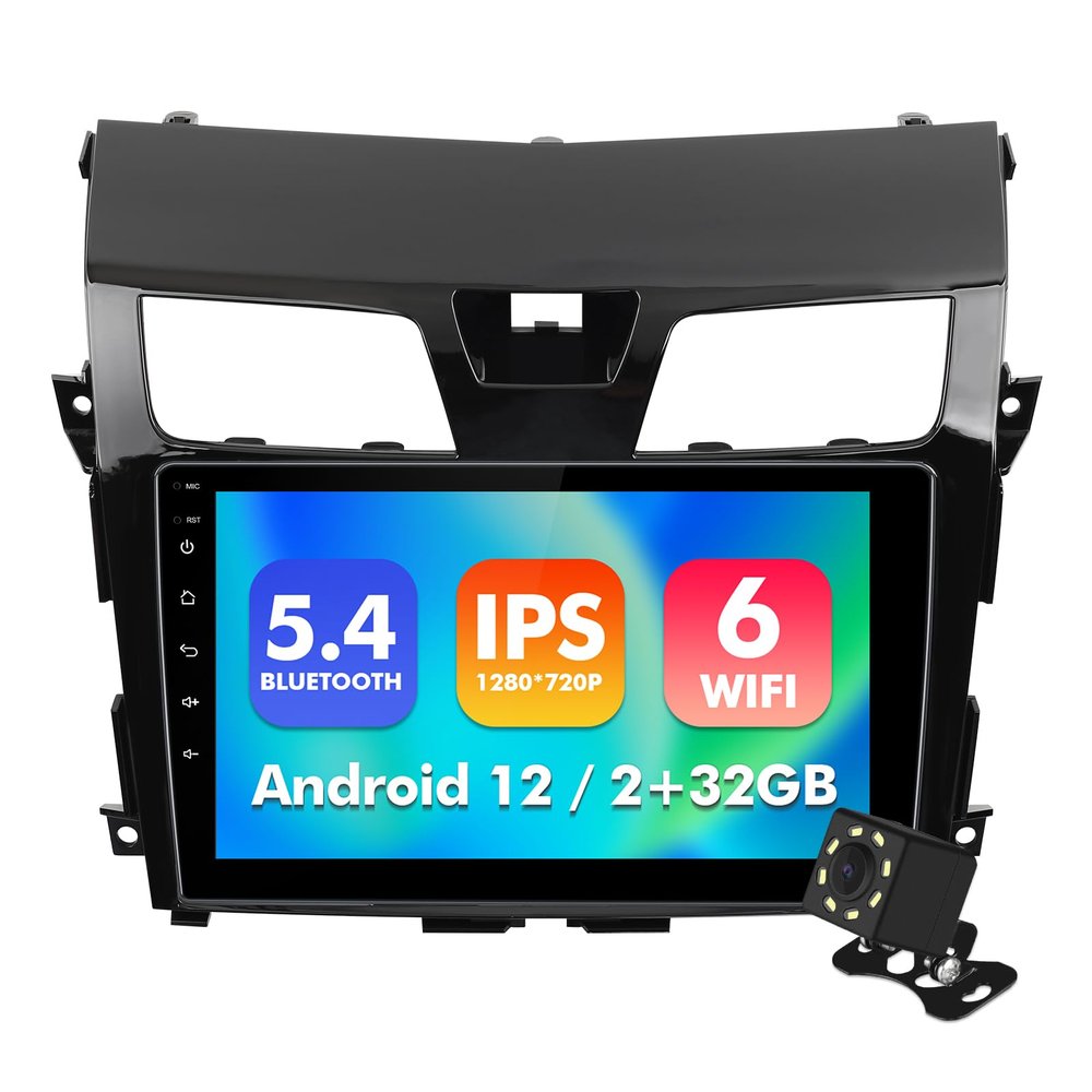 10.1 Inch WiFi 6 IPS Touchscreen Android 12 Bluetooth 5.4 Car Stereo for Nissan Altima with Wireless CarPlay & Android Auto 2+32GB Car Radio, Support GPS, FM Radio, Backup Camera, SWC,Dual USB