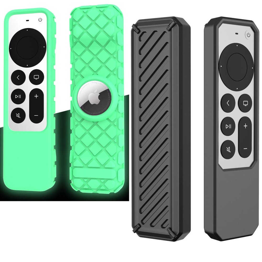 [2 Pack] Remote Case for Apple 4K TV Siri 3rd 2022 4K HD TV Siri 2nd 2021 Remote Case Glow in Dark Applicable Silicone Shockproof Cover for 6th 7th Generation (Black)
